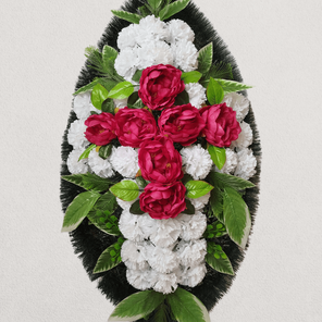 Ритуальный венок на похороны красный крест 110 см